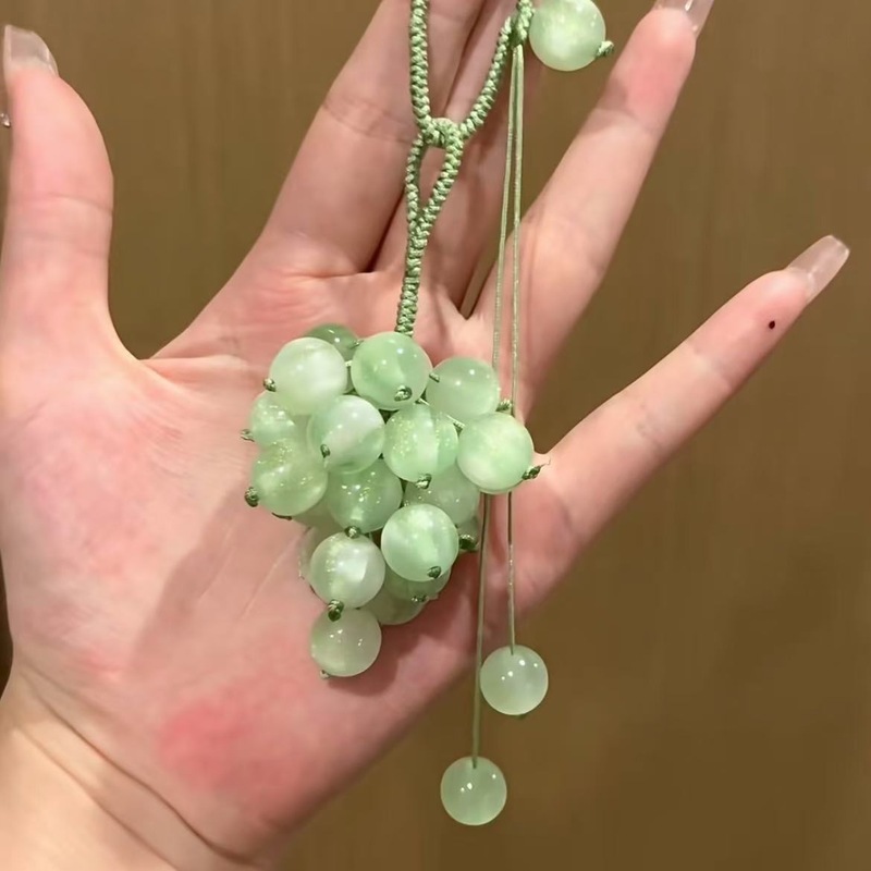 森系ins风光变色串珠葡萄挂件手编织精致包挂件钥匙手机挂件散珠|undefined