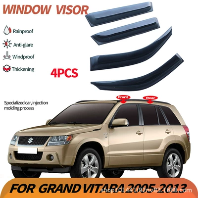 SUZUKI SUPER VITRARA Rain shield - injection-molded-thickened-model-4-pieces-black-translucent-suzuki-super-vitara-2005-2013-ps-without-silver-bright-strip-car-window-sunny-or-rain-shield
