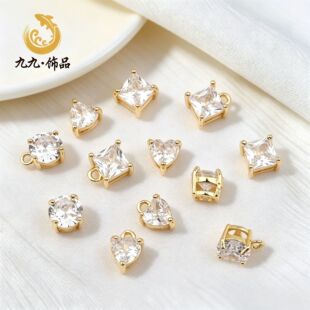 14K����ɫ��ߴ��צ��С���� �����ʯ����diy��朴����Ʒ