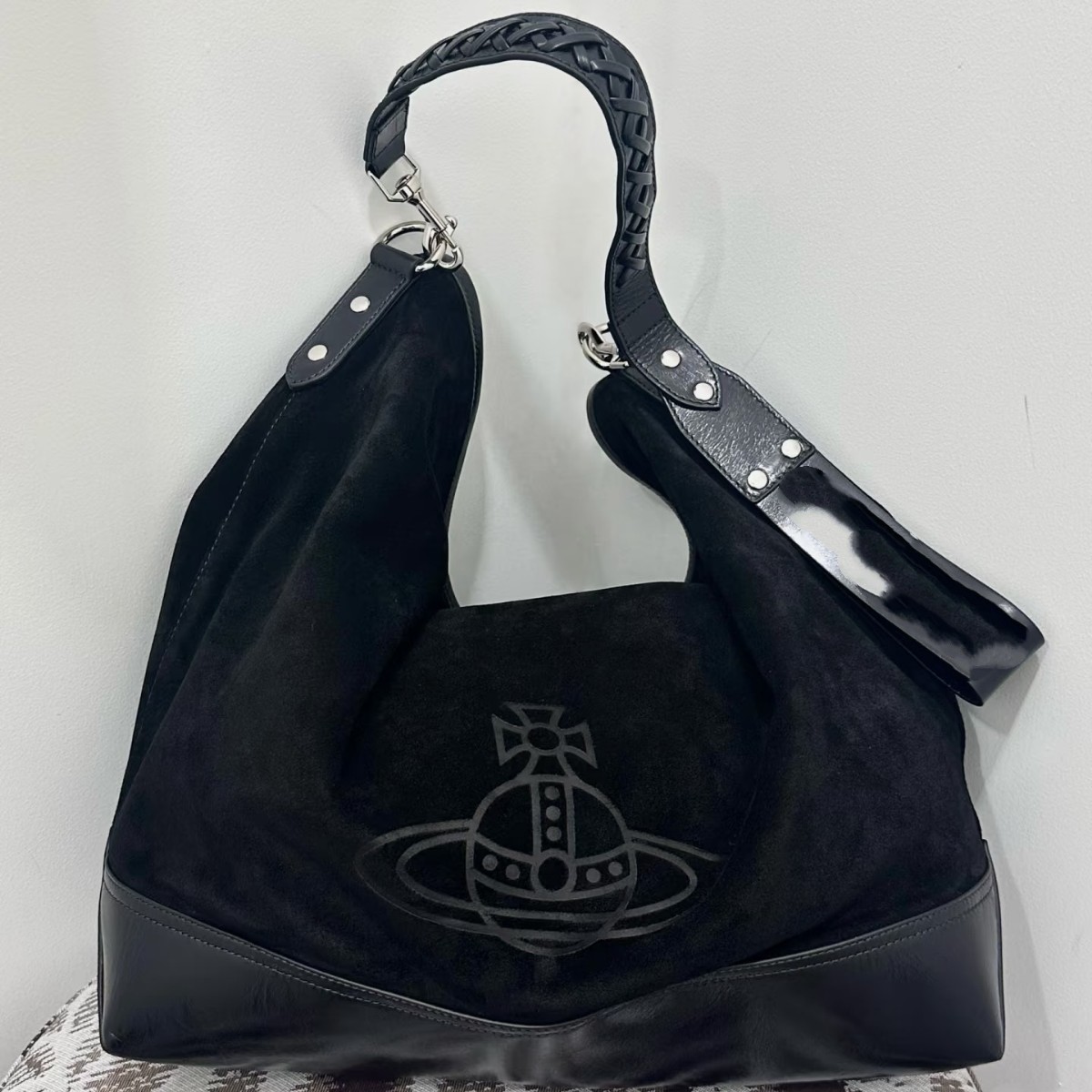 Vivienne Westwood Saturn Vintage Hobo Bag Retro Suede Tote Bag For Women Large Capacity Shoulder Underarm Bag