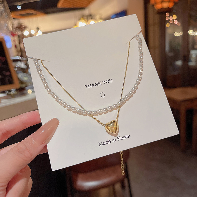 Simple Style Heart Shape Copper Plating Layered Necklaces 1 Piece