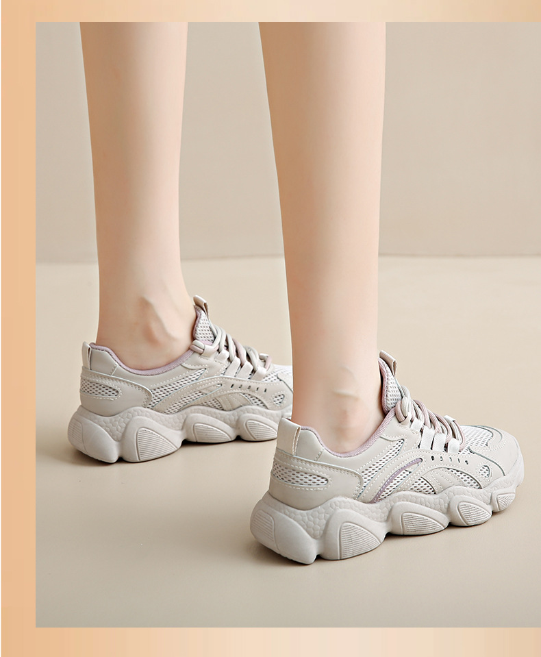 INS Korean Version Mesh Low Top Dad Shoes 2023 Autumn New Breathable Student Sports Increase Leisure_voghion.com