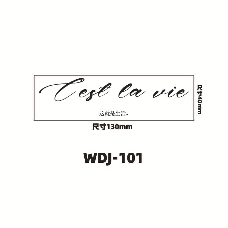 Jugo de hierbas pegatinas de tatuaje letras inglesas pegatinas de tatuaje de clavícula de la mano de espalda alta sensación impermeable a prueba de sudor semipermanente