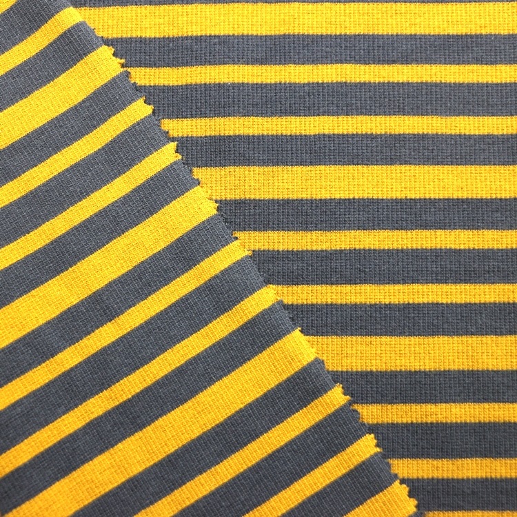 色织大循环彩条螺纹罗纹布棉氨纶弹力调线彩条2x2罗纹布服装面料