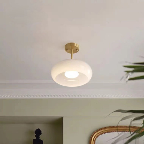 Japanese Retro Balcony Entrance Nordic Brass Ceiling Lamp Mid-Century Bauhaus Corridor Hallway Closet Lighting 