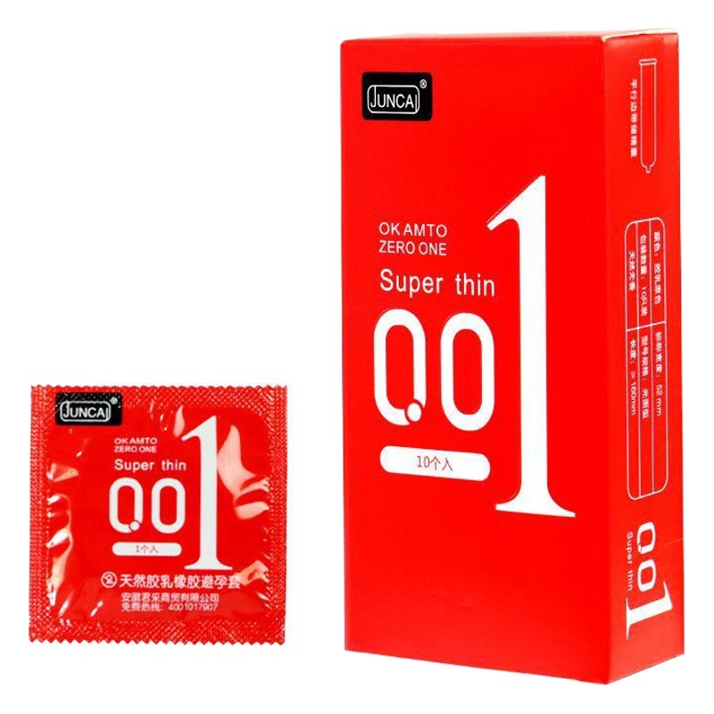 Juncai 001 silk thin condoms 10 condoms red glossy black particles adult sex toys