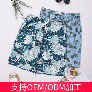 Spring and Summer Shorts for Men Cross-Border European and American Amazon Quick-Drying Digital Printing Four-Way Elastic Water-Resistant Casual Beach Pants for Men