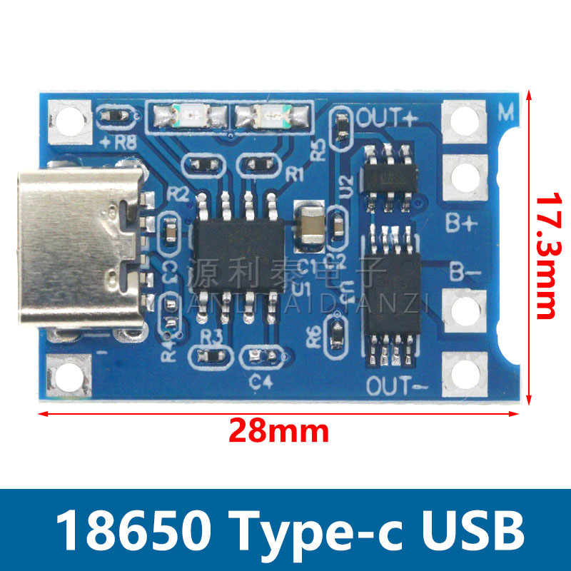 Tp4056 1A Lithium Battery Charging Board Module Type-C USB Interface Charging and Protection Two-In-One