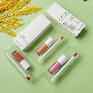 Lip Liner Lip Gloss Lip Glaze Set White Transparent Round Tube Lipstick&Lip Liner Kit Matte