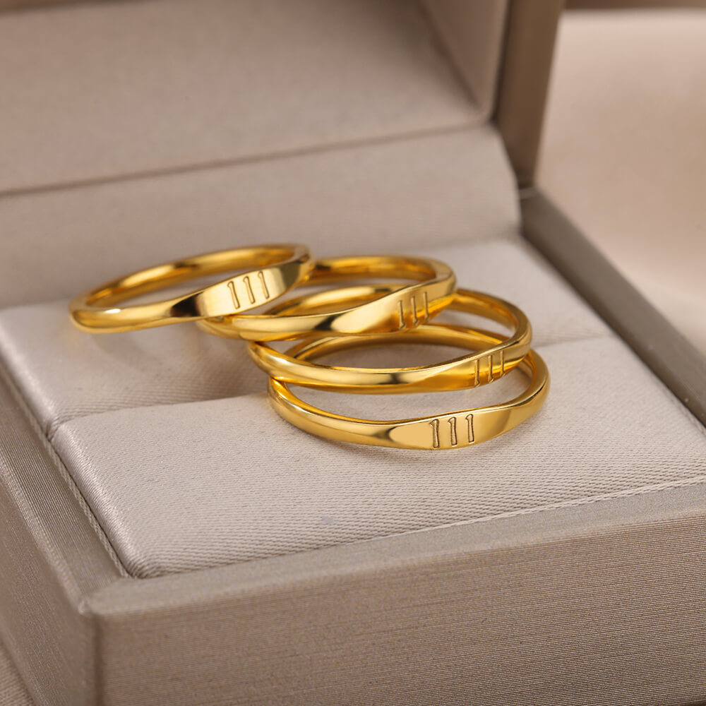 1 Piece Quantity PVD Coated Real Gold Plated Number Stainless Steel Simple Style Waterproof Non Tarnish Rings