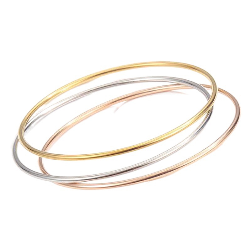 Explosions Simple Golden Titanium Steel 2mm Simple Circle Coil Bracelet No Falling Women's Fine Bracelet