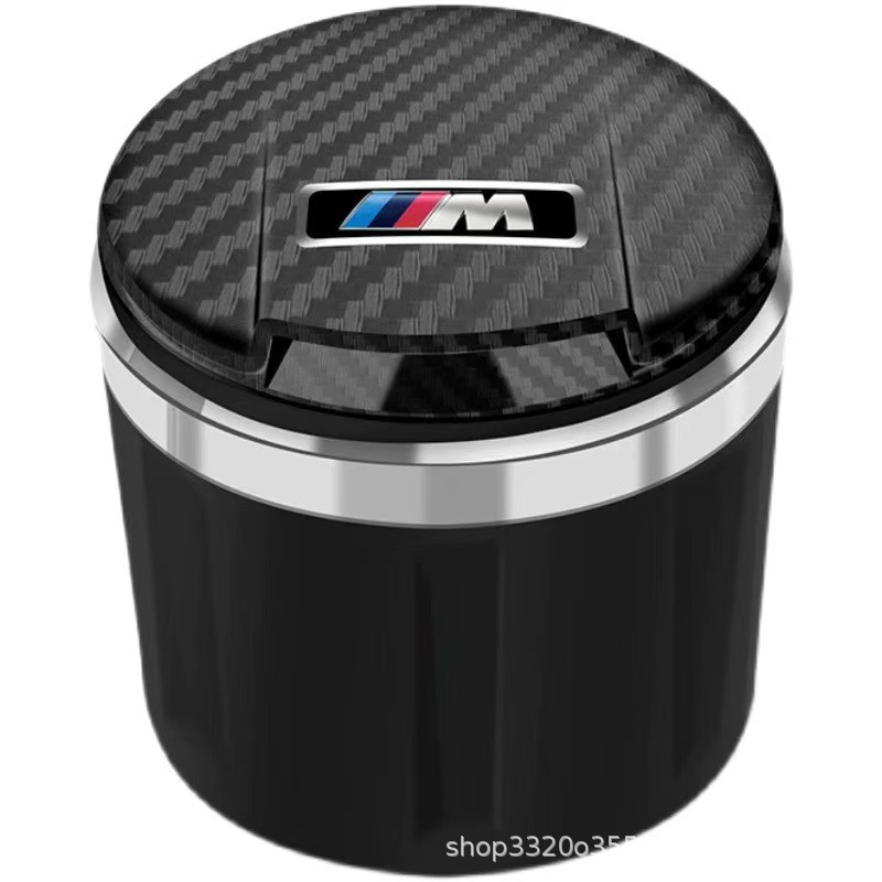 Car Carbon Fiber Ashtray Flame Retardant Ceramic Liner Mini with Led Light Car Ashtray