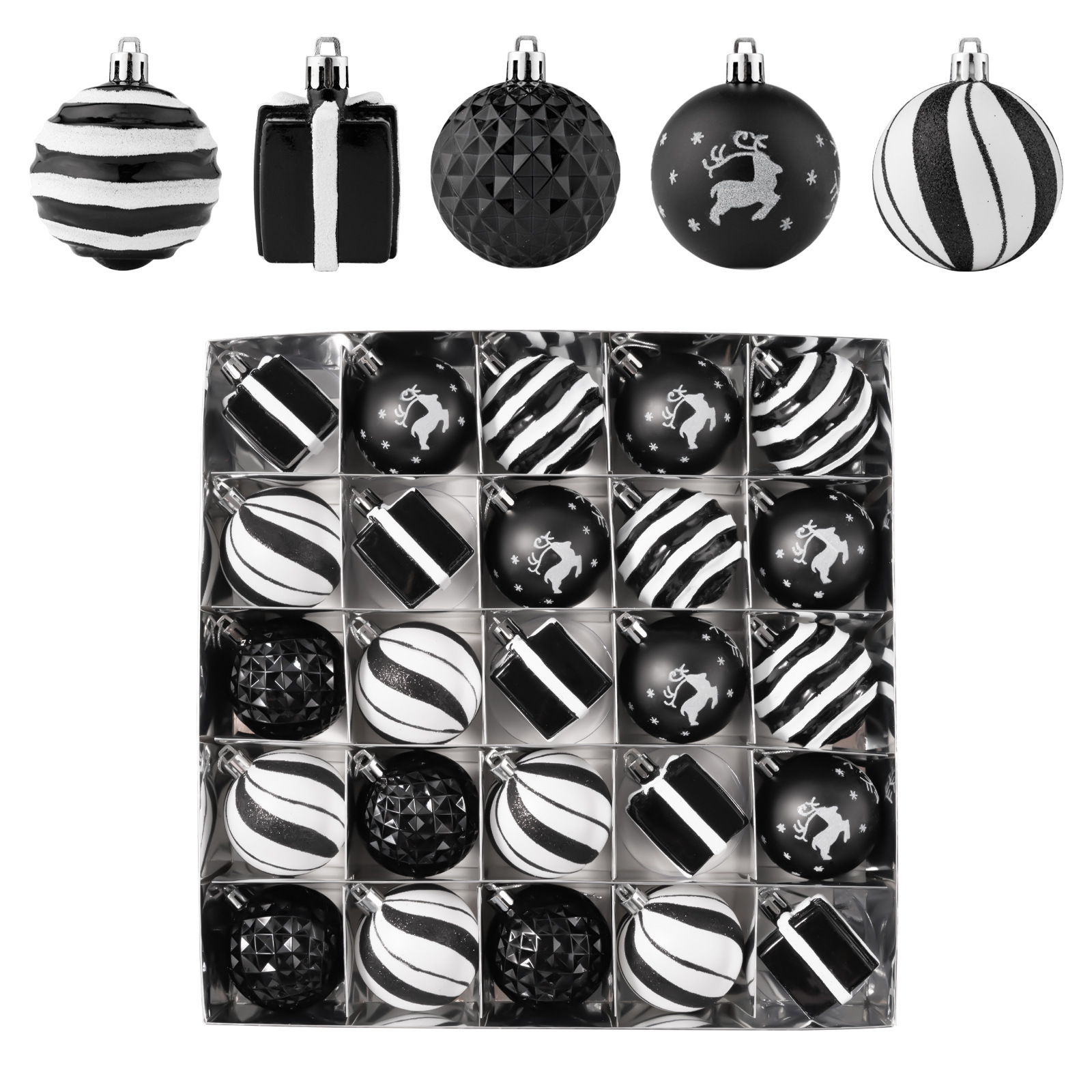 Navidad 25PCS set galvanizado bola de Navidad de plástico colgante de árbol de Navidad bola decorativa