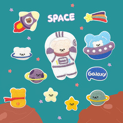 Cartoon Bear Astronaut Space Planet Embroidered Patch DIY Dragon Ride Bag Clothing Decorative Self-Adhesive Fabric Patch