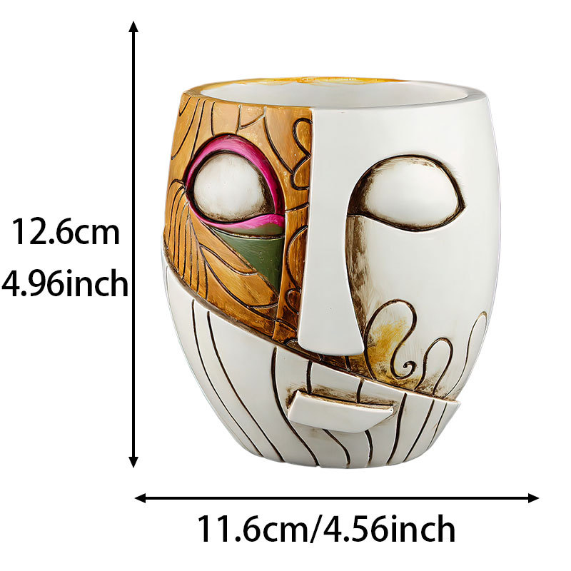  New Creative Pottery Pot Face Mask Flower Pot Resin Craft Garden Green Plant Ornaments Home Window Sill Balcony Decoration