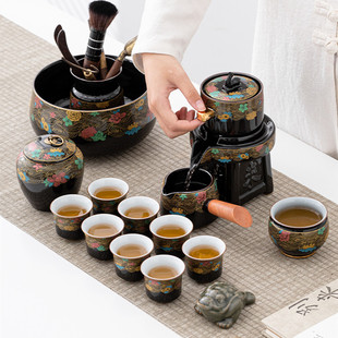 Chinese-style Ceramic Automatic Teapot Lazy Kung Fu Tea Set Living Room Home Office Reception Set Tea Set Gift Box