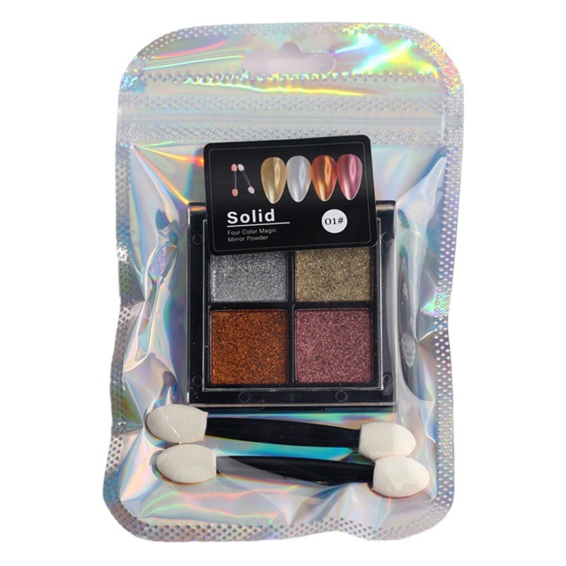 Eye shadow plate magic mirror powder nail art Aurora powder solid 2023 new nail popular astringent gold and silver mirror flour