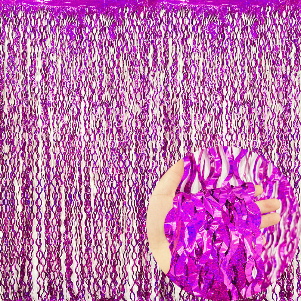 Nuevo cortina láser transfronteriza cortina de seda de lluvia ondulado decoración de fondo de fiesta de cumpleaños diseño de escena de fotos