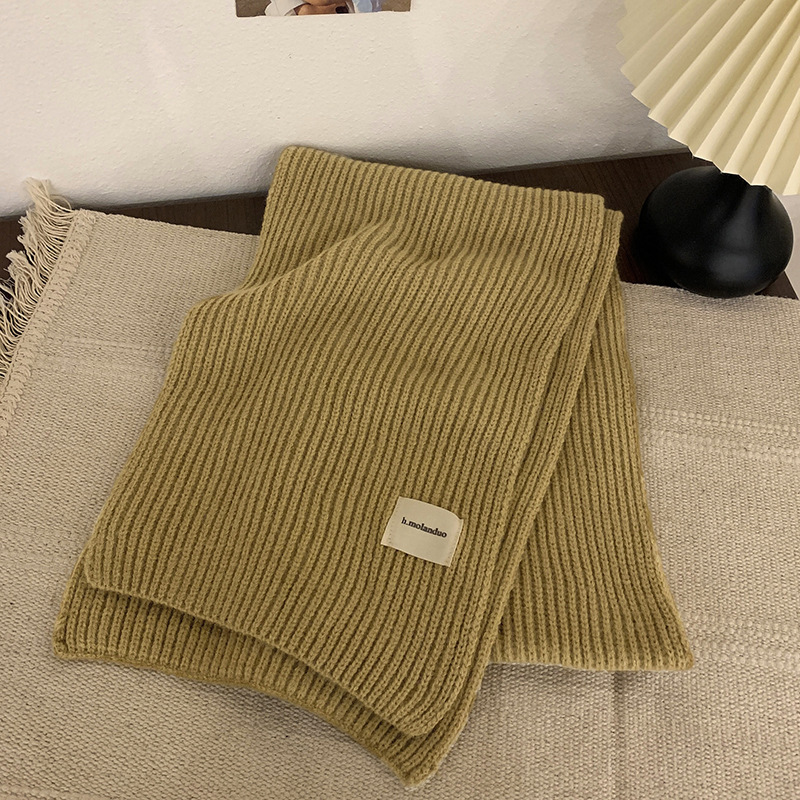 Solid color knitted [khaki]