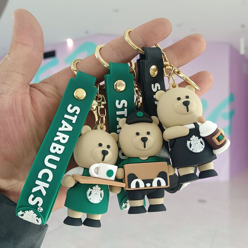 Popular Starbucks bear key chain PVC three-dimensional doll car pendant cute bag keychain small gift Popular Starbucks bear key chain PVC three-dimensional doll car pendant cute bag keychain small gift
