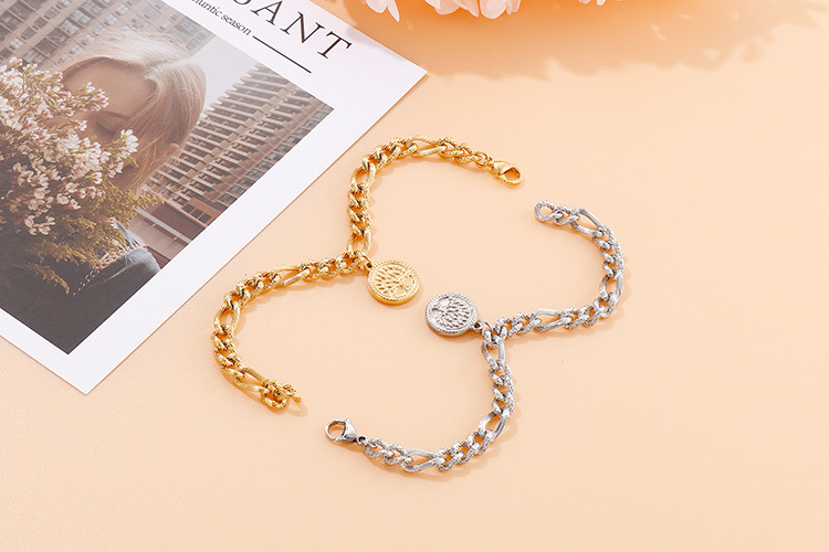 Fashion Flower Titanium Steel 18K Gold Plated No Inlaid Bracelets In Bulk display picture 10