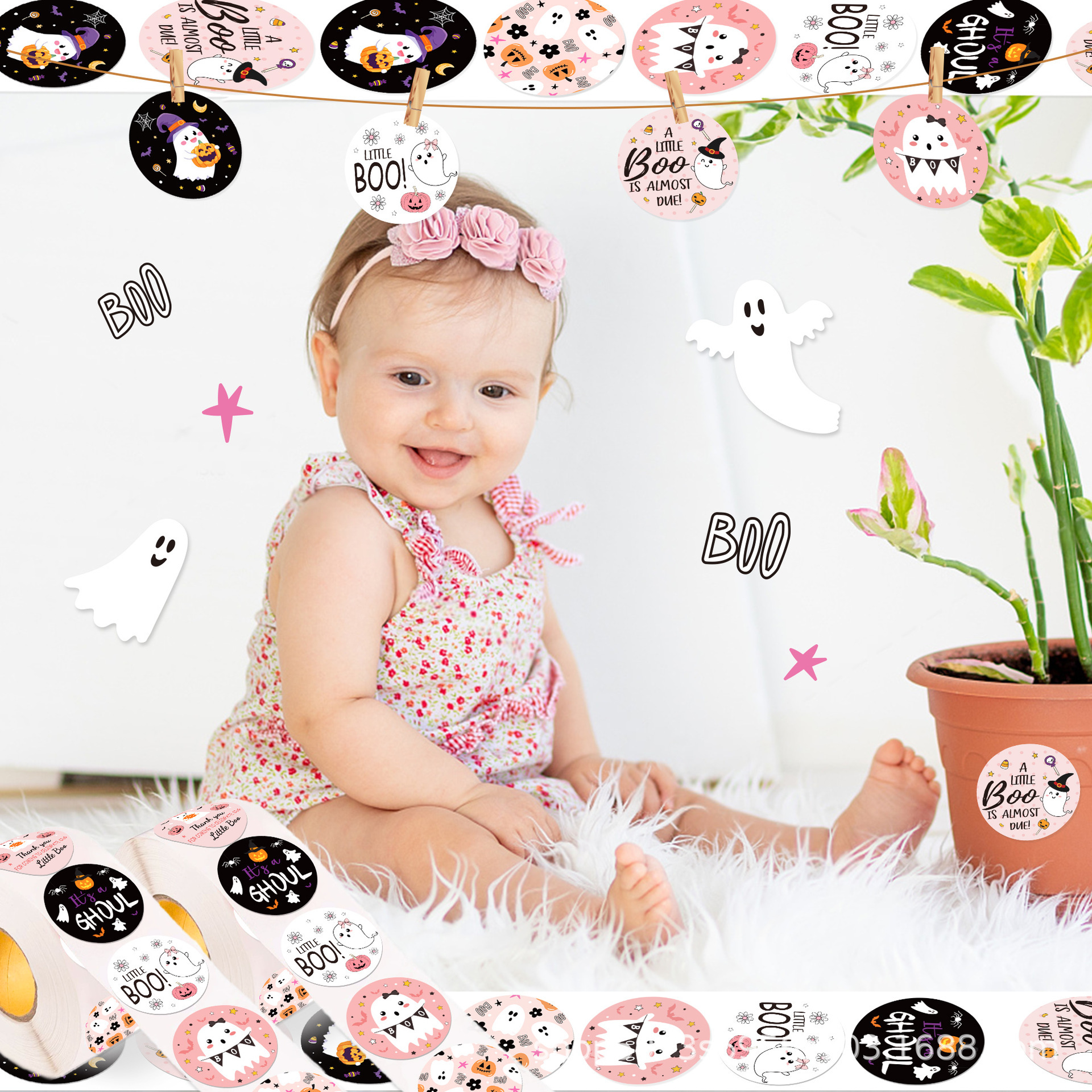 JT 680k Holy Ghost Baby Sticker Adhesive Decorative Sticker Blackboard Decorative Roll Adhesive Sticker