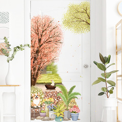 Plant cherry tree background sticker cartoon dog pot plant wall art sofa fresh flower wall sticker ZDB-2487