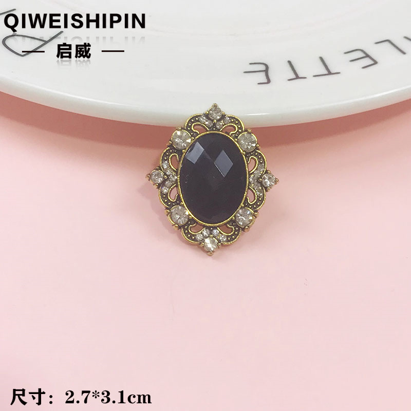 启威长方形花盘珍珠钻五角diy材料 水钻扣鞋包包花配饰  合金配件|undefined