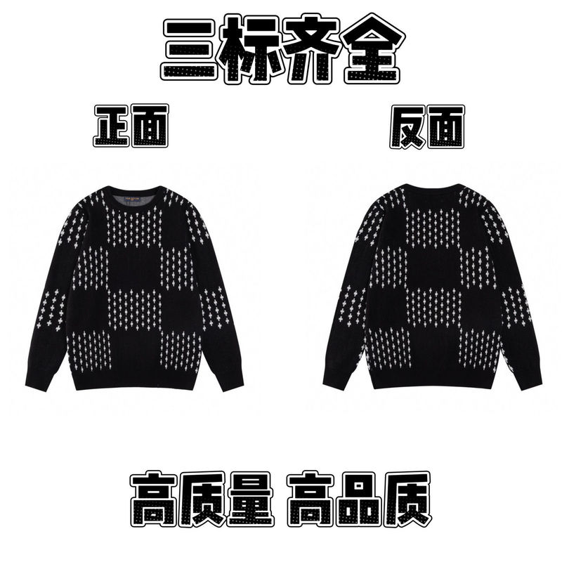 2025春秋新款潮牌字母满身logo圆领针织毛衣男女款宽松休闲上衣【|undefined