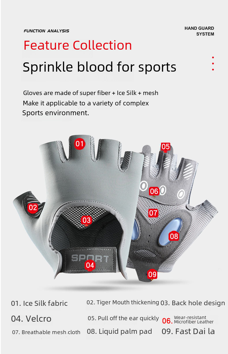 Fitness gloves women's half-finger equipment yoga breathable spinning cycling sports shockproof anti-skid A36-JSP_maomaolike.com