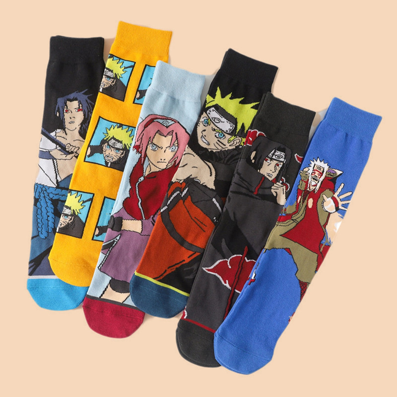 Four Seasons Anime Cartoon Amazon Trendy Personalized Men's and Women's Mid-Calf Socks Cross-Border Supply Ninja Character Comic Socks