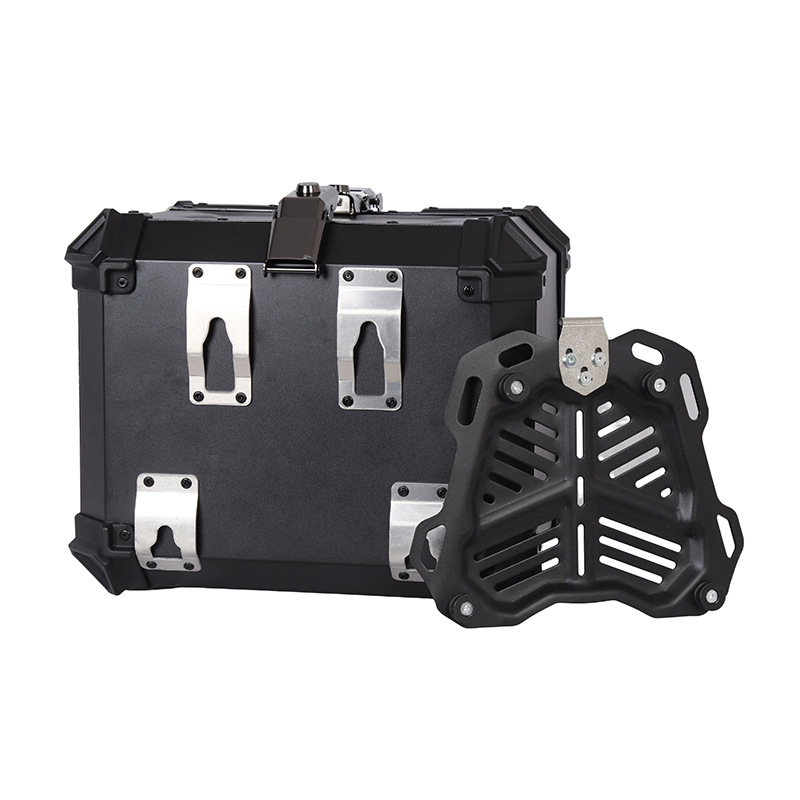 All Black Black Warrior Motorcycle Trunk Waterproof Quick Release Aluminum Alloy Tail Box 45L/55L/65L Storage Box