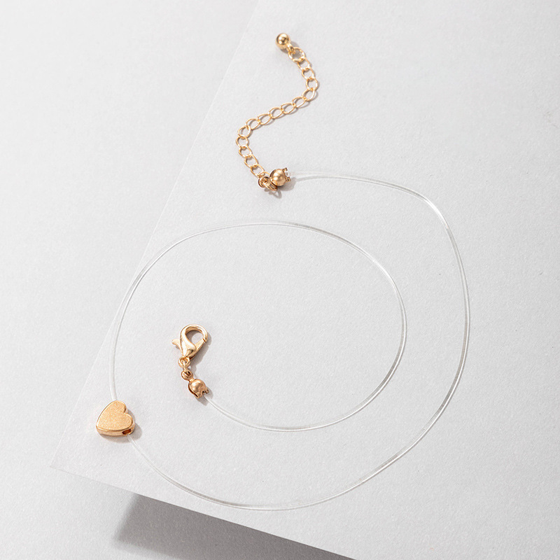 simple transparent invisible fish line zircon necklace diamond-studded clavicle chain female