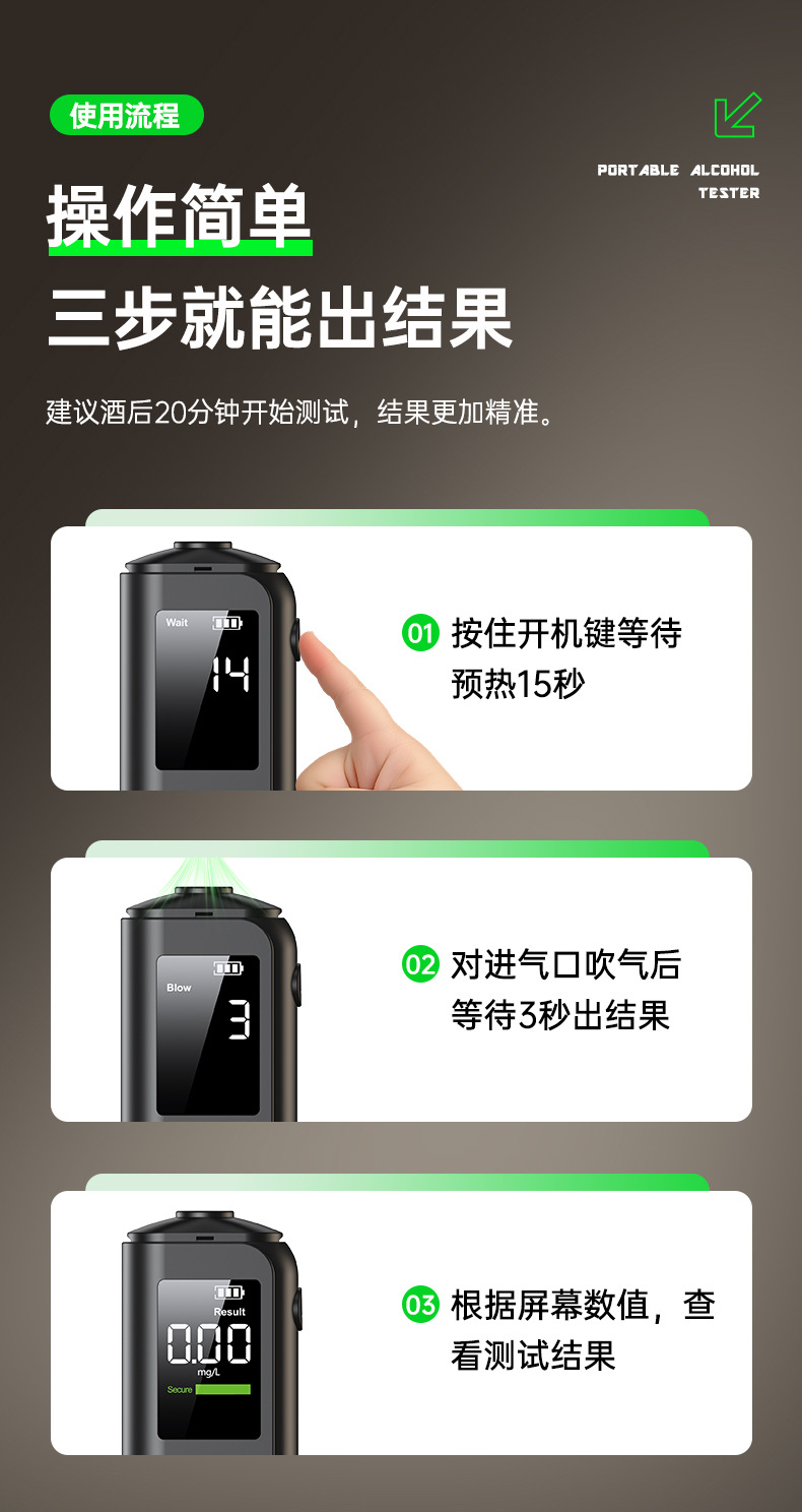 Cross-Border New Model High-Precision Digital Alcohol Tester, Non-Contact Air Blowing Alcohol Tester Specifically for Checking Drunk Driving