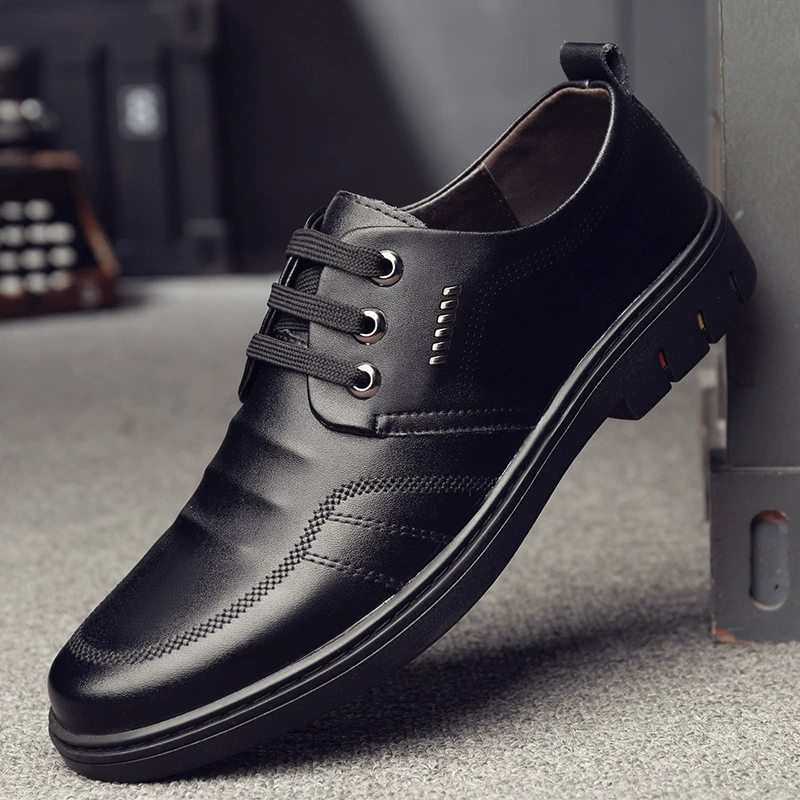 2022 Весна и осень, новая мужская повседневная кожаная обувь, Мужская мягкая кожаная дышащая обувь на шнуровке с мягкой подошвой, 7033