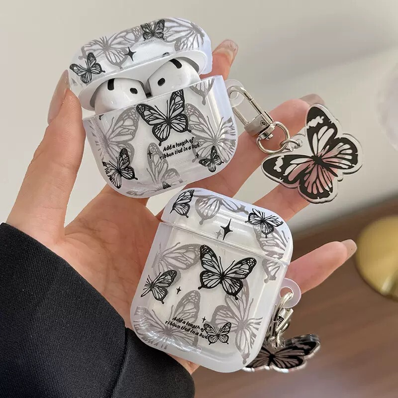 Ins Butterfly Pendant Is Suitable for Apple Airpodspro3 Bluetooth Headphone Protective Cover 2/3 Generation 4 Generation Headphone Shell