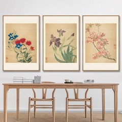 马元驭花卉挂画桃花玄关画新中式客厅沙发背景墙壁画餐厅装饰画竖