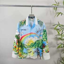 跨境潮牌夏CA森林世界印花长袖衬衫时尚男女纽扣休闲开衫欧货代发