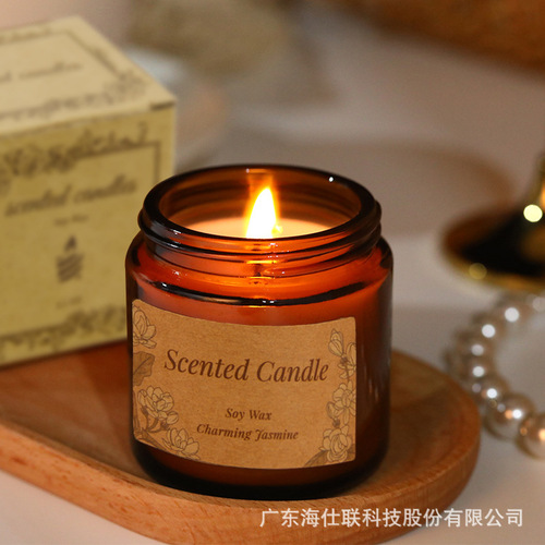 Manufacturer wholesale brown glass cup scented candle DIY handmade soy wax home bedroom scented candle ornaments