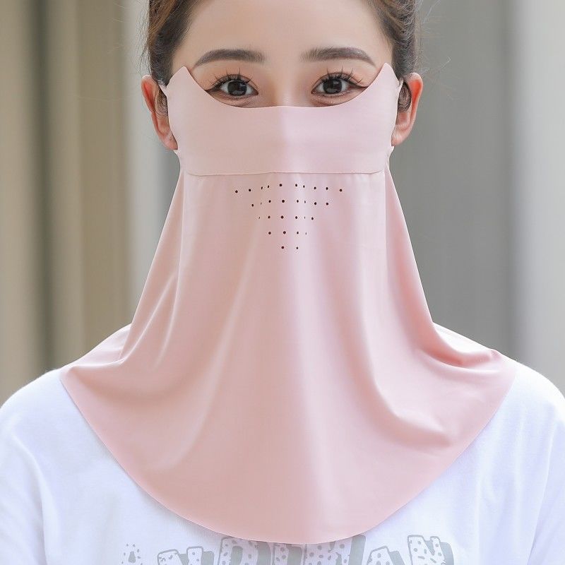 女性用夏用シームレス日焼け止めマスク、紫外線防止アイスシルク薄いベールサンシェード、目の保護マスク、首の保護オールインワン|undefined