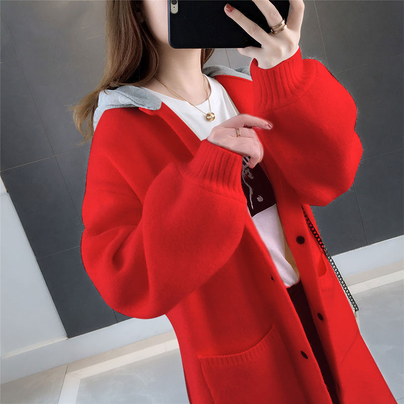外套女秋冬2025新款女士宽松大码学生外穿休闲显瘦中长款针织开衫|undefined