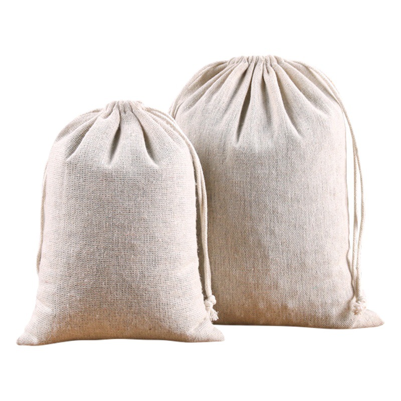 Original handmade/cotton and linen cloth bag drawstring bag bundle pocket/white cloth bag/jewelry bag jewelry bag small cloth bag