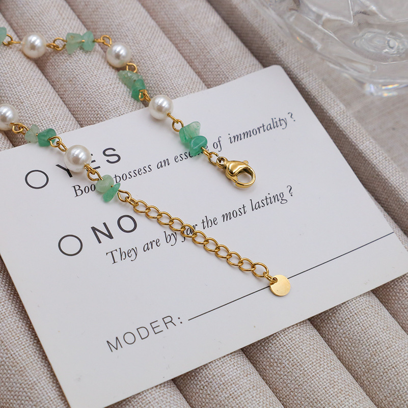 Natural Stone Pearl Beaded Stainless Steel Bracelet