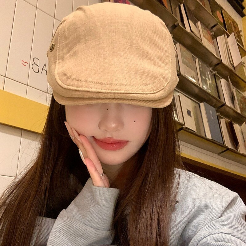 日系复古文艺前进帽女2025新款休闲气质百搭报童帽显脸小贝雷帽子|undefined