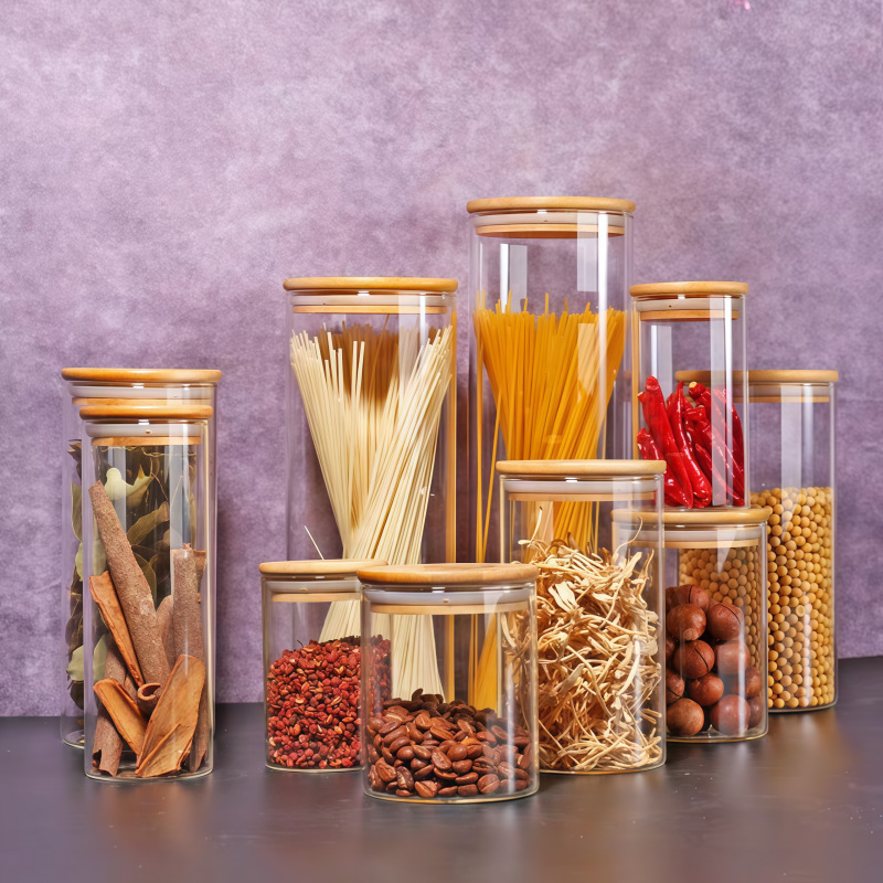 High Borosilicate Glass Sealed Jar Storage Container Kitchen Grain Tea Jar Transparent Storage Bottle High Temperature Resistant