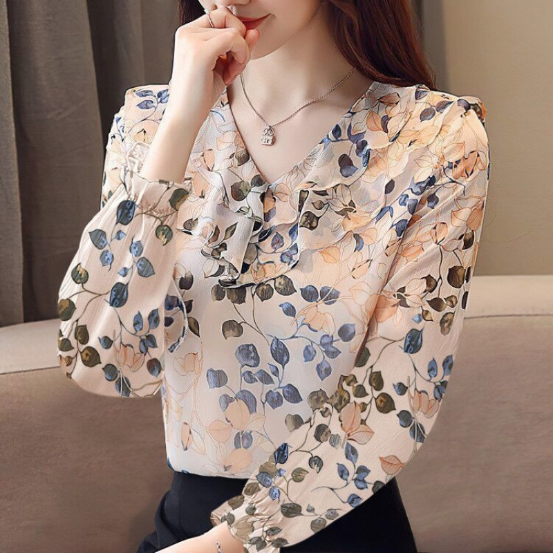 花柄シフォンシャツ半袖レディース夏服新しいトレンディなルーズトップファッショナブルな気質シャツ|undefined