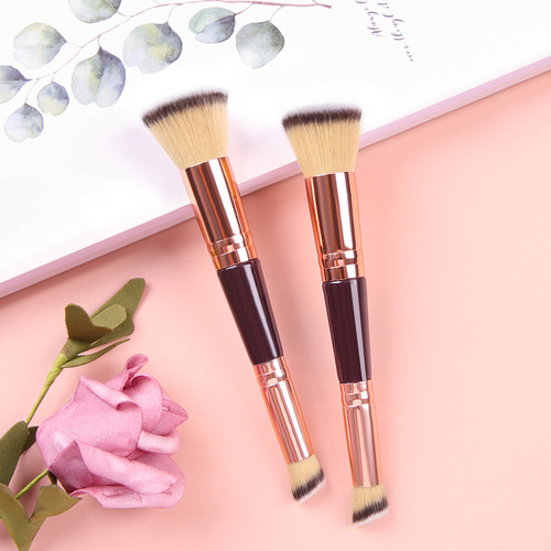 Double-ended foundation brush BB cream traceless concealer makeup brush base makeup beauty tool oblique head contouring portable makeup brush