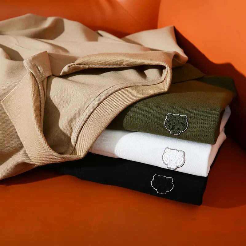 Offer 500 + Silicone Tiger Headmark! Cool Technology Solona Pearl Cotton Lapel Short-sleeved Polo Shirt Summer T-shirt