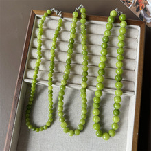 法式绿玛瑙青提手工串珠项链小众夏天小清新百搭绿色天然石锁骨链