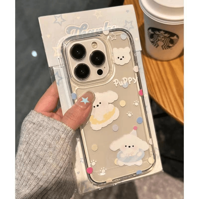 Cute swimming ring puppy for Apple 14 15promax phone case 15 16 cute all-inclusive xsmax cartoon 1